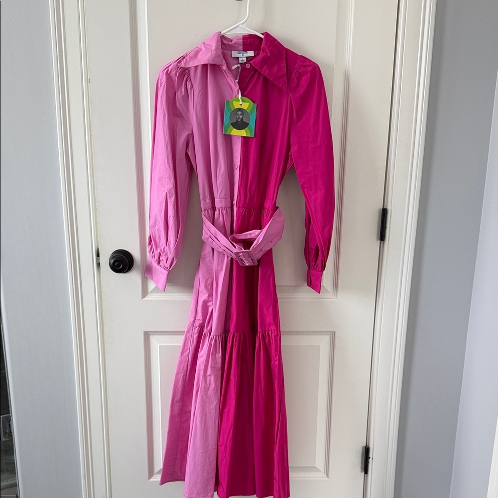 Pink Button-Up Midi Dress